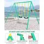 MaxKare Metal Swing Set Outdoor Backyard Playground Swing Set 2 Seats with A Swing Glider for 3-12 Year Old Kids, Toddlers, Max Weight 400 LBS