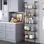 HOMFA 5-Tier Industrial Ladder Shelf Against The Wall, 72.6 Inches Display Storage Rack Plant Flower Stand Utility Organizer Bookshelf Wood Look Accent Metal Frame Furniture Home Office HOMFA 5-Tier Industrial Ladder Shelf Against The Wall, 72.6 Inches Display Storage Rack Plant Flower Stand Utility Organizer Bookshelf Wood Look Accent Metal Frame Furniture Home Office