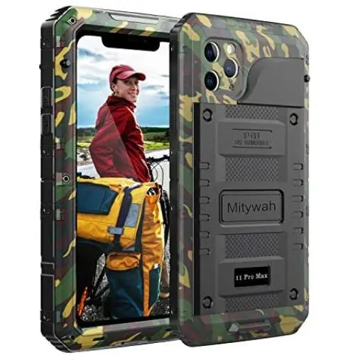 Mitywah Waterproof Case Compatible for iPhone 11 Pro Max, Heavy Duty Military Grade Defender Cover Built-in Screen Protection, Shockproof Metal Strong Dustproof Case for iPhone 11 Pro Max, Camouflage Mitywah Waterproof Case Compatible for iPhone 11 Pro Max, Heavy Duty Military Grade Defender Cover Built-in Screen Protection, Shockproof Metal Strong Dustproof Case for iPhone 11 Pro Max, Camouflage