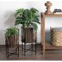 Kate and Laurel Paytner 2-Piece Floor Planter Set with PVC Wicker and Metal Stands