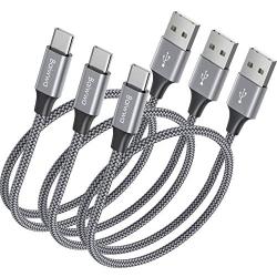 [3-Pack, 1ft] Short USB C Cable, Baiwwa 3.1A Fast Charging Cord USB A to Type C Braided Charger Cable Compatible with Samsung Galaxy S10e S20 S10 S9 Plus A10e A11 A20 A30 A50 A51 A71 Note 20 10 9