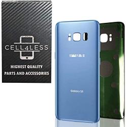 CELL4LESS Replacement Back Glass Cover Back Battery Door w/Pre-Installed Adhesive Samsung Galaxy S8 OEM - All Models G950 All Carriers- 2 Logo - OEM Replacement (Coral Blue)