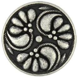 Bezelry 12 Pieces Flower Swirl Antique Silver Metal Shank Buttons 18mm (11/16 inch)