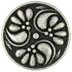 Bezelry 12 Pieces Flower Swirl Antique Silver Metal Shank Buttons 18mm (11/16 inch)