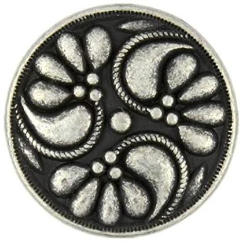 Bezelry 12 Pieces Flower Swirl Antique Silver Metal Shank Buttons 18mm (11/16 inch)