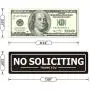 No Soliciting Sign for Door - Metal Signs for House Business and Office Wall - Weather Resistant Aluminum with Strong Self Adhesive (2 Pack, Black 7×2 inches)