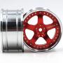 hobbysoul 2pcs RC 1/10 Aluminum Alloy Wheel Rims Hex 12mm Adjustable Offset Red & Silver Color Fit 1:10 RC On Road Drift Touring Car Tires