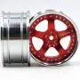 hobbysoul 2pcs RC 1/10 Aluminum Alloy Wheel Rims Hex 12mm Adjustable Offset Red & Silver Color Fit 1:10 RC On Road Drift Touring Car Tires