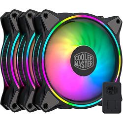 3-in-1 Cooler Master MasterFan MF120 Halo Duo-Ring Addressable RGB Lighting 120mm with Independently-Controlled LEDs, Absorbing Rubber Pads, PWM Static Pressure for Computer Case & Liquid Radiator