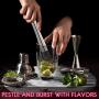 Hiware 10 Inch Stainless Steel Cocktail Muddler and Mixing Spoon Home Bar Tool Set - Create Delicious Mojitos and Other Fruit Based Drinks