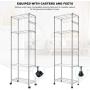 Devo 5-Shelf Adjustable Metal Shelves on Wheels with Hooks Heavy Duty Shelving Units and Storage Organizer for Kitchen Garage Closet Pantry Laundry Bathroom 23'' L x 14'' W x 72'' H (Silver)