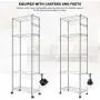 Devo 5-Shelf Adjustable Metal Shelves on Wheels with Hooks Heavy Duty Shelving Units and Storage Organizer for Kitchen Garage Closet Pantry Laundry Bathroom 23'' L x 14'' W x 72'' H (Silver)