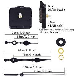 Mudder Quartz Clock Movements Mechanism Parts, 3/ 25 Inch Maximum Dial Thickness, 1/ 2 Inch Total Shaft Length