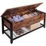 Industrial Storage Bench, Entryway Lift Top Shoe Storage Bench in Dining Room, Hallway, Living Room Metal Frame