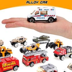 Liberty Imports 16 PCS Mini Diecast Metal Assortment Pocket Vehicles Toy Car Gift Pack Play Set for Kids