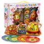 Liberty Imports Colorful Fruit Tin Tea Party Set for Kids - Metal Teapot and Cups Kitchen Playset