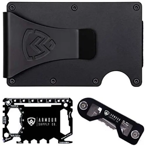 Armour Supply Co. RFID Blocking Wallet For Men With Money Clip, Multitool & Key Holder (Black) Armour Supply Co. RFID Blocking Wallet For Men With Money Clip, Multitool & Key Holder (Black)