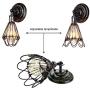 Industrial Wall Sconce, CHICLUX 2 Pack Rustic Metal Wire Cage Wall Lamp Fixture with Dimmable On/Off Switch for Bedroom Farmhouse Barn Porch, Oil Rubbed Bronze Finish