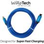 USB C Cable, WiRoTech Blue USB-C to USB-C Fast Charging Cable (1 Foot, Blue)
