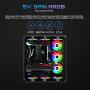 upHere 120mm 5V 3PIN Addressable RGB Case Fan Motherboard Sync Adjustable Colorful LED Fans with Controller 5x120mm PWM Fans PF1207-5