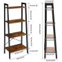 YMYNY Industrial Ladder Shelves, 4-Tier Bookshelf with Metal Frame and Wood Look, Standing Organizer Shelf for Bathroom, Living Room Office, Rustic Brown UTMJ014H