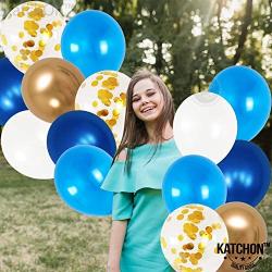 Blue and Gold Balloons Kit - 60 Pack | Gold Confetti Balloons, Navy Balloons and White Balloons | Blue Balloon Arches Kit | Blue Gold Balloons Arch Garland for Graduation Decoration, Birthday Decor