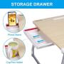 Laptop Bed Table, NEARPOW XXL Bed Trays for Eating, Laptops, Writing, Study and Drawing- Laptop Desk for Bed, Sofa and Couch- Folding Laptop Standwith Portable Book Stand and Drawer Storage - Wood