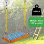 SELEWARE 17.5'' X 8.2'' Non Slip Wooden Swing Seat , Hanging Wooden Tree Swing Seat with 65'' Metal Chain Plastic Coated and Snap Hook Swing Set for Adult Kid Indoor Outdoor Playground Backyard, Blue