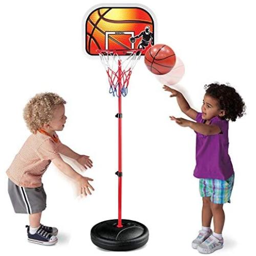 Liberty Imports Kids Portable Mini Basketball Hoop and Stand - Height Adjustable Toy Set with Metal Rim, Ball and Net - Indoor Outdoor Kit for Toddlers, Children