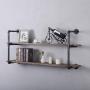 Industrial Pipe Shelving Wall Mounted,48in Rustic Metal Floating Shelves,Steampunk Real Wood Book Shelves,Wall Shelf Unit Bookshelf Hanging Wall Shelves,Farmhouse Kitchen Bar Shelving(2 Tier)