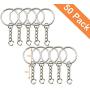 Key Ring with Chain and Open Jump Rings 50Pack