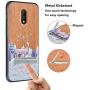 HHDY Compatible with Oneplus 6t Case, Deer Design with Metal Kickstand Anti-Fingerprint Protective Phone Case Cover for Oneplus 7