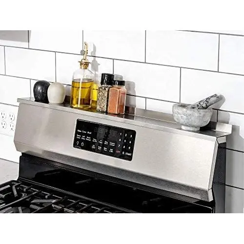 StoveShelf Magnetic Shelf for Kitchen Stove - Kitchen Storage Solution with Zero Installation - Stainless Steel - 30'' Length StoveShelf Magnetic Shelf for Kitchen Stove - Kitchen Storage Solution with Zero Installation - Stainless Steel - 30'' Length