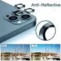 Hoerrye For Iphone 12 Pro Max Camera Lens Protector, Metal Full Cover + Tempered Glass Circle Screen Protection For Iphone 6.7 - Pacific Blue