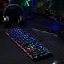 AUKEY Mechanical Keyboard LED Backlit Gaming Keyboard with Blue Switches, 104 Keys 100% Anti-ghosting with Metal Top Panel and Water-Resistant Design for PC and Laptop Gamers, Black