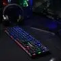 AUKEY Mechanical Keyboard LED Backlit Gaming Keyboard with Blue Switches, 104 Keys 100% Anti-ghosting with Metal Top Panel and Water-Resistant Design for PC and Laptop Gamers, Black