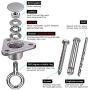 IOH Bearing Heavy Duty Swing Hanger Stainless Steel 304 antirust, [1300 lb Capacity] 360° Silent Rotation, Playground Porch Yoga Seat, Punching Bag, Hammock Chair, Hanging Kit, Indoor Outdoor