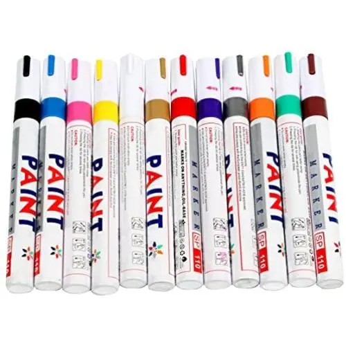 Paint Marker Pens Set for Metal,Rocks,Ceramic,Glass,12 Colors by Sun Cling Paint Marker Pens Set for Metal,Rocks,Ceramic,Glass,12 Colors by Sun Cling
