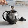 Primula Half Moon Teapot with Removable Infuser, Borosilicate Glass Tea Maker, Stainless Steel Filter, Dishwasher Safe, 40-Ounce, Black