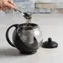 Primula Half Moon Teapot with Removable Infuser, Borosilicate Glass Tea Maker, Stainless Steel Filter, Dishwasher Safe, 40-Ounce, Black