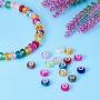 PH Pandahall 100pcs 14mm Glass European Beads with Plating Silver Double Cores Mixed Color Faceted Rondelle Beads Large Hole Beads for Jewelry Making, Hole: 5.5mm