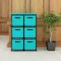 Function Home 6 Drawer Storage Organizer, Fabric Chest Cabinet, 3 Tier Metal Shelves with 6 Non-Woven Collapsible Bins, Organizer Tower Unit for Storing Clothing Documents Books Towels in Turquoise