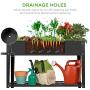 Best Choice Products Elevated Mobile Raised Ergonomic Metal Planter Garden Bed for Backyard, Patio w/Wheels, Lower Shelf, 38x16x32in, Dark Gray