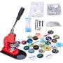 Seeutek Button Maker Machine Badge Maker 1 inch 25mm with 500 Pcs Button Parts and 1 inch 25mm Circle Cutter