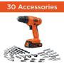 BLACK+DECKER 20V MAX Cordless Drill / Driver with 30-Piece Accessories (LD120VA)