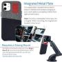 Dockem Wallet Case for iPhone 12 Mini: Built-in Metal Plate for Magnetic Mounting & 1 Credit Card Holder Slot: 5.4'' Luxe M2, Canvas Style Synthetic Leather (Black and Grey)