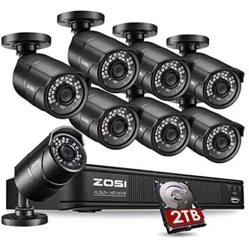 ZOSI 1080p PoE Home Security Camera System Outdoor Indoor,8CH 5MP H.265+ PoE NVR Recorder with 2TB Hard Drive and (8) 1080p Surveillance Bullet PoE Network Cameras with 120ft Long Night Vision ZOSI 1080p PoE Home Security Camera System Outdoor Indoor,8CH 5MP H.265+ PoE NVR Recorder with 2TB Hard Drive and (8) 1080p Surveillance Bullet PoE Network Cameras with 120ft Long Night Vision