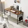 Alecono Simple Computer Desk with 8 DIY Hooks Writing Desk Home Office Desk with Strong Black Metal Frame Suitable for Home or Office Industrial Style 47'' Caramel Alecono Simple Computer Desk with 8 DIY Hooks Writing Desk Home Office Desk with Strong Black Metal Frame Suitable for Home or Office Industrial Style 47'' Caramel