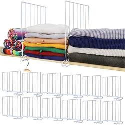 Mebbay 12 Pack Closet Wire Shelf Dividers Vertical Metal Organizer Separators for Wood Shelf Wardrobe Cabinets Kitchen Office Sweater New and Improved, White, 11.8 x 11.8 Inches