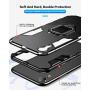 iPhone XR Case, Heavy Duty Shockproof Phone Cover with Magnetic Car Mount Metal Ring Kickstand for Apple iPhone XR 6.1inch - Black